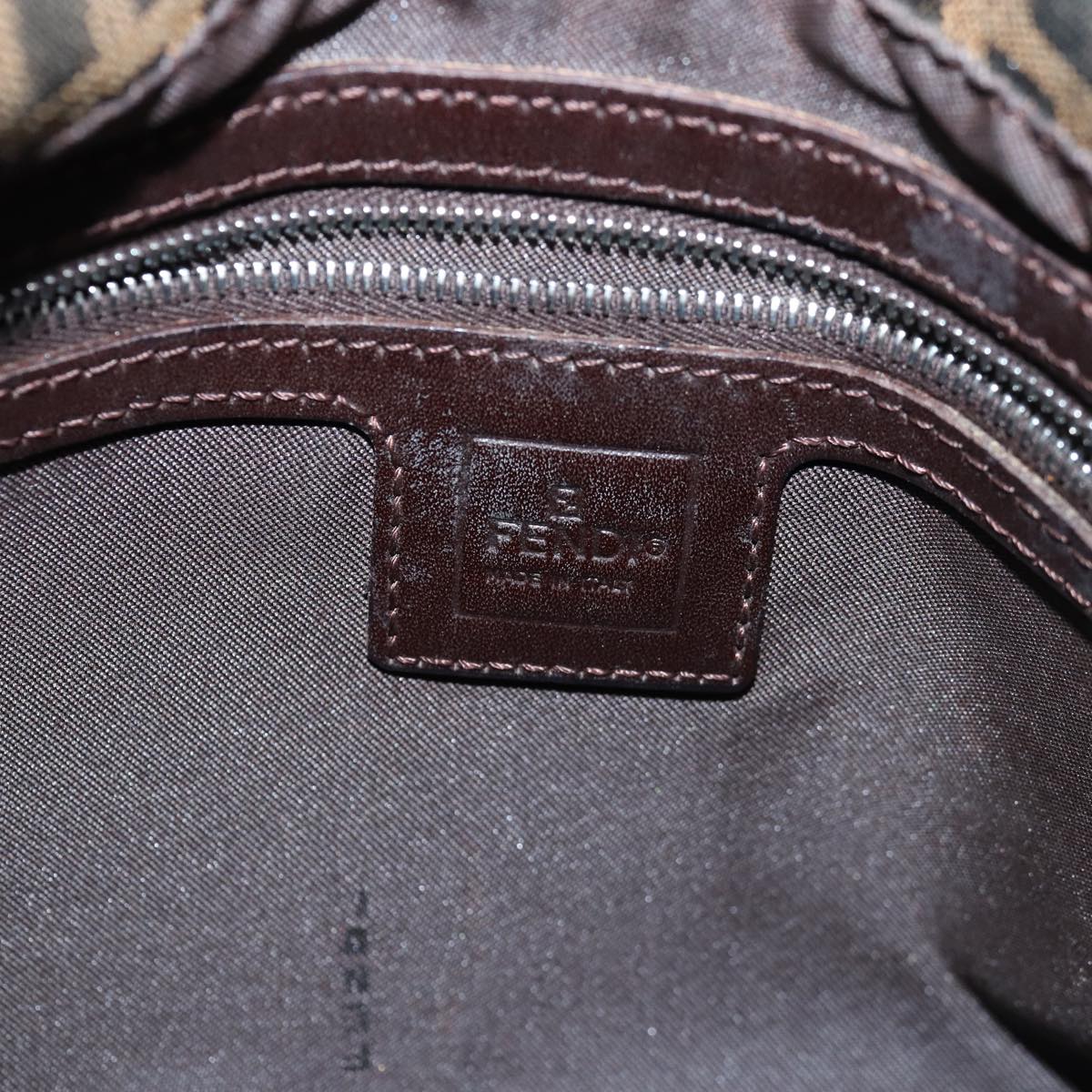 FENDI Zucca Canvas Mamma Baguette Shoulder Bag Black Brown yk12785