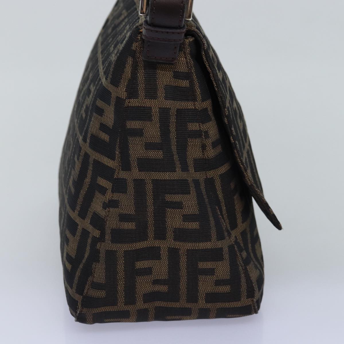 FENDI Zucca Canvas Mamma Baguette Shoulder Bag Black Brown yk12785