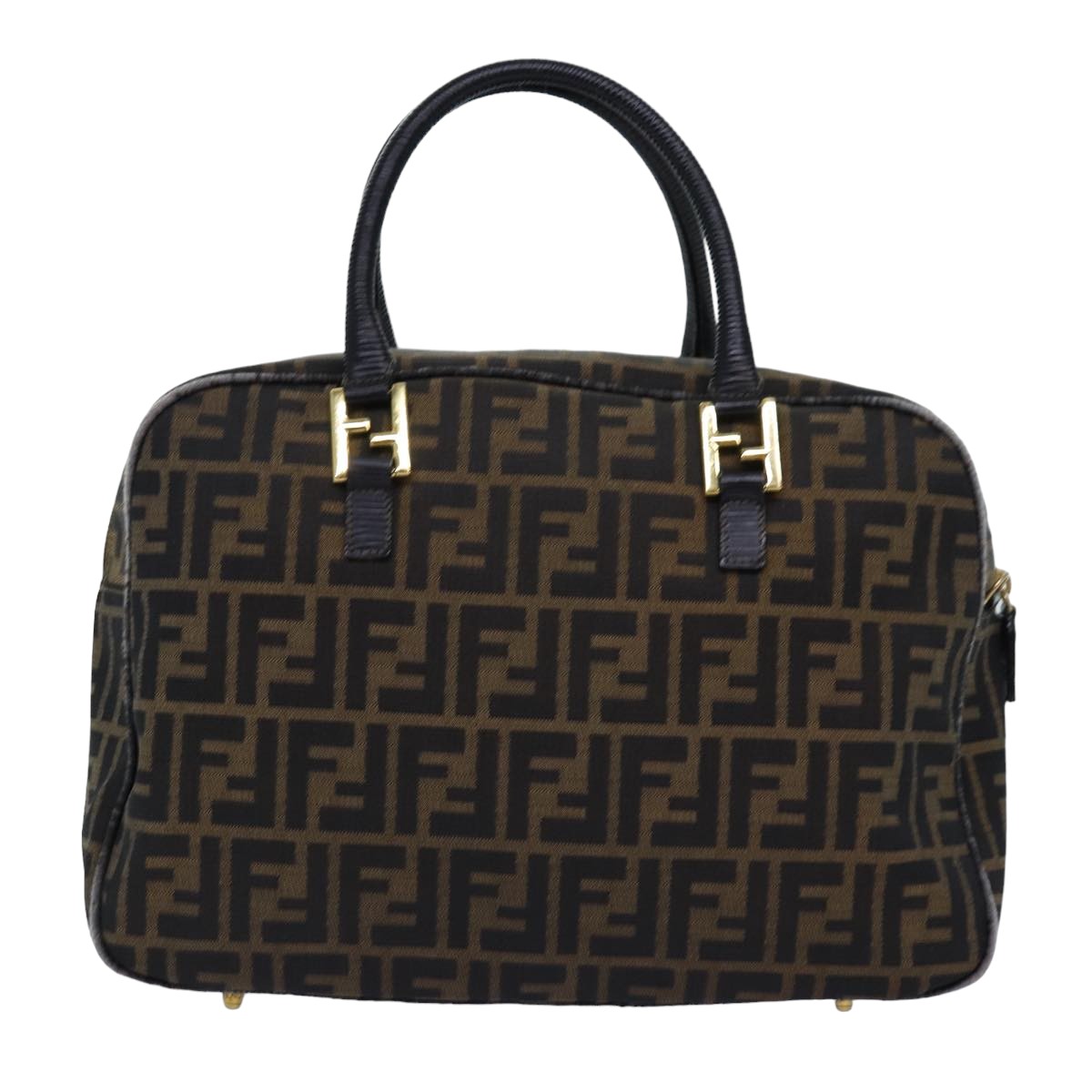 FENDI Zucca Canvas Hand Bag Black Brown yk12795