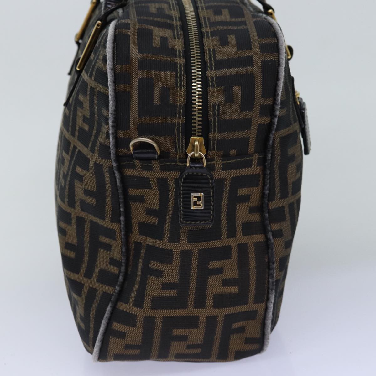FENDI Zucca Canvas Hand Bag Black Brown yk12795