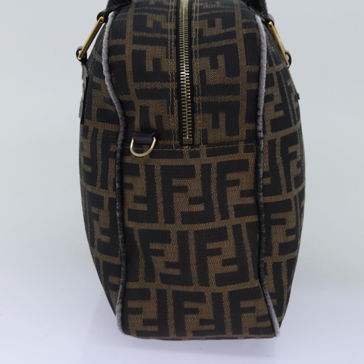 FENDI Zucca Canvas Hand Bag Black Brown yk12795