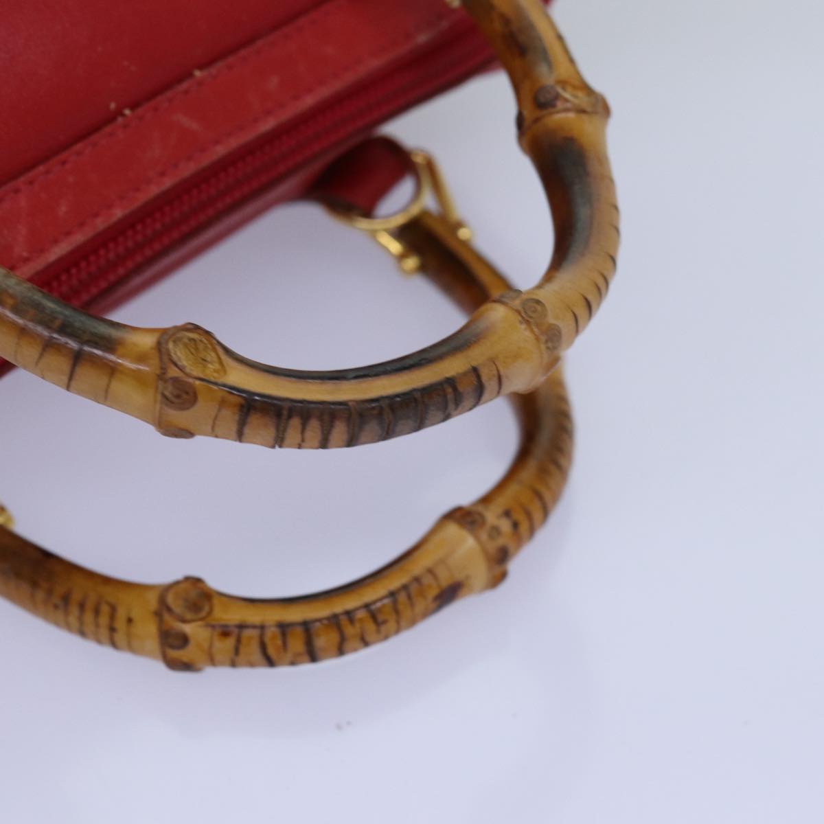 GUCCI Bamboo Hand Bag Leather Red 007 122 0232 yk12871