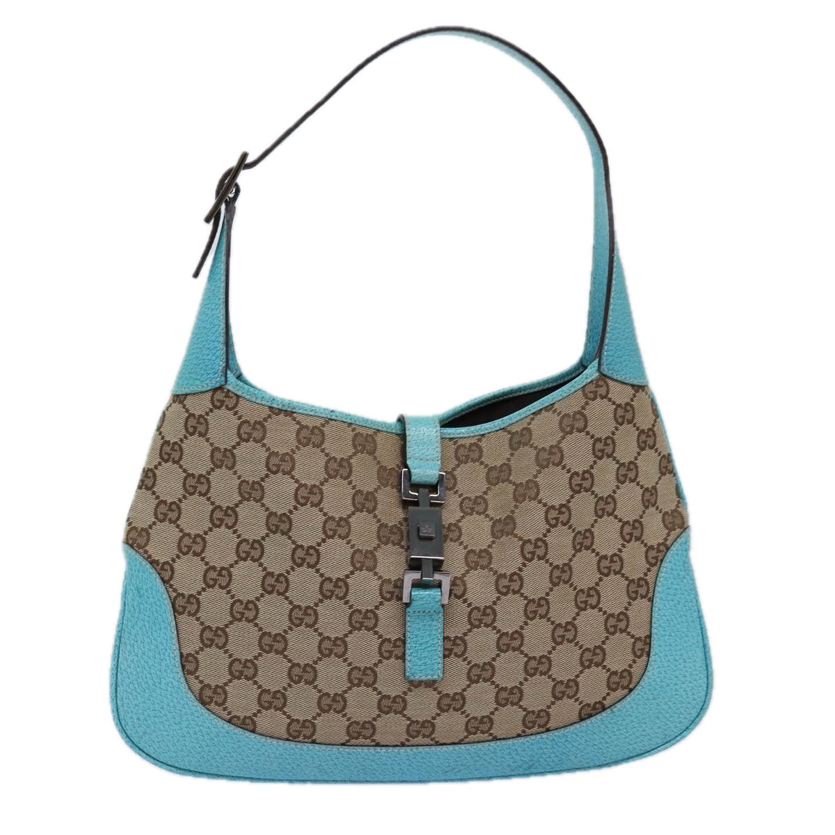 GUCCI Jackie GG Canvas Shoulder Bag Light Blue Beige 00963 yk12888A