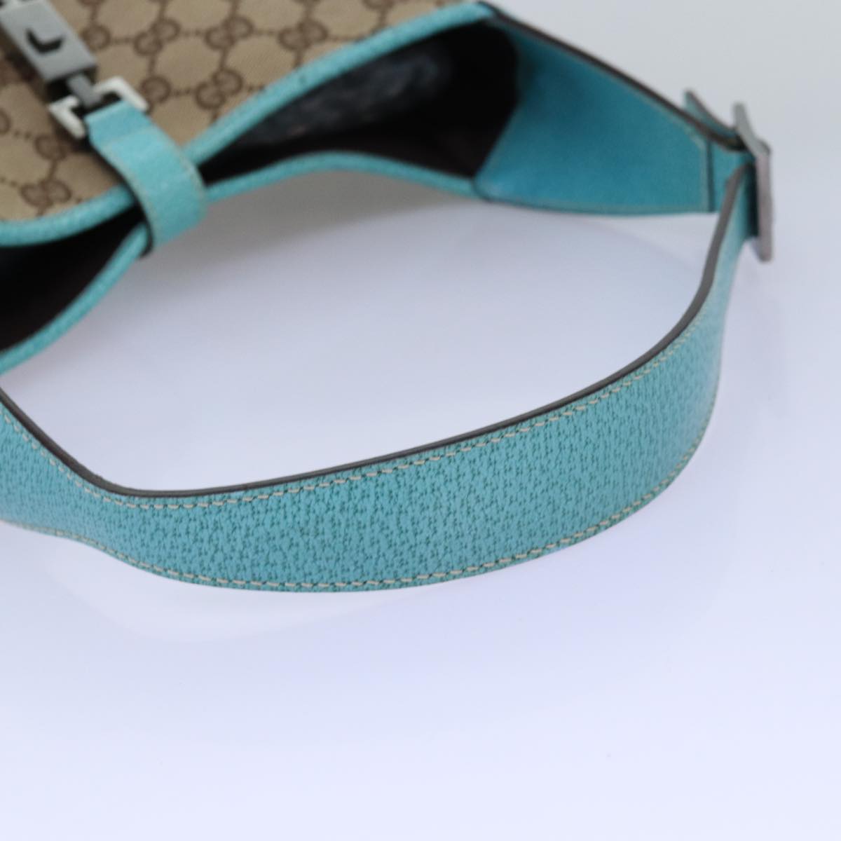 GUCCI Jackie GG Canvas Shoulder Bag Light Blue Beige 00963 yk12888A