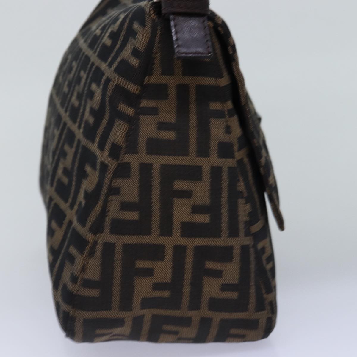 FENDI Zucca Canvas Mamma Baguette Shoulder Bag Black Brown yk12916