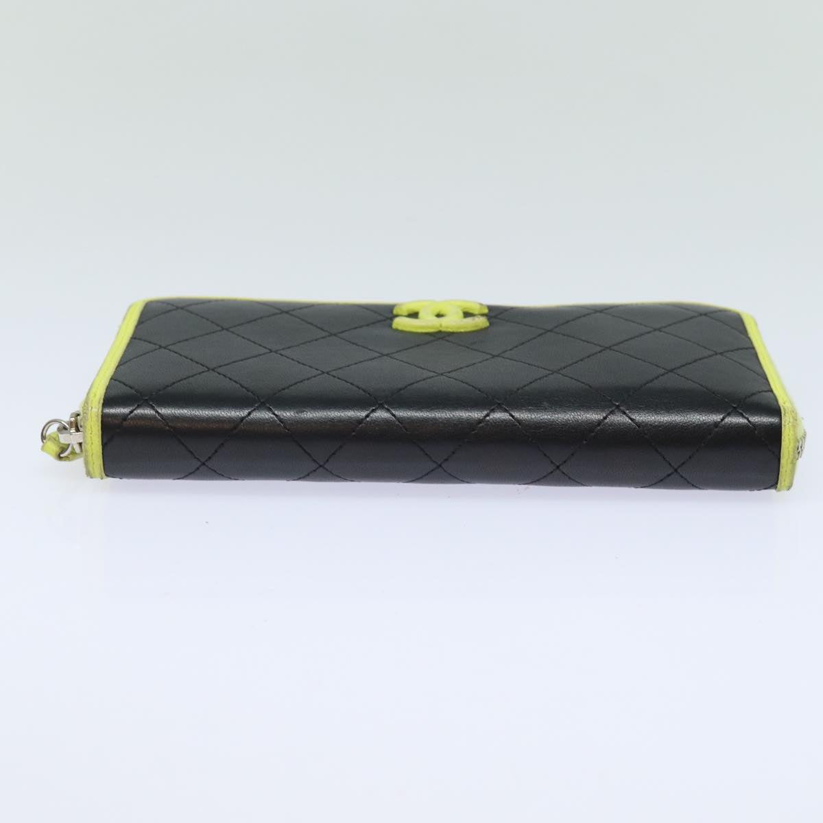 CHANEL Matelasse Long Wallet Leather Black CC yk13055