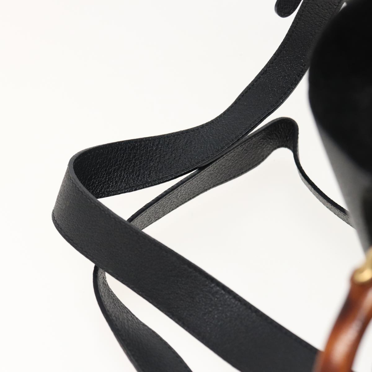 GUCCI Bamboo Shoulder Bag Suede Black 003 2058 0016 yk13089