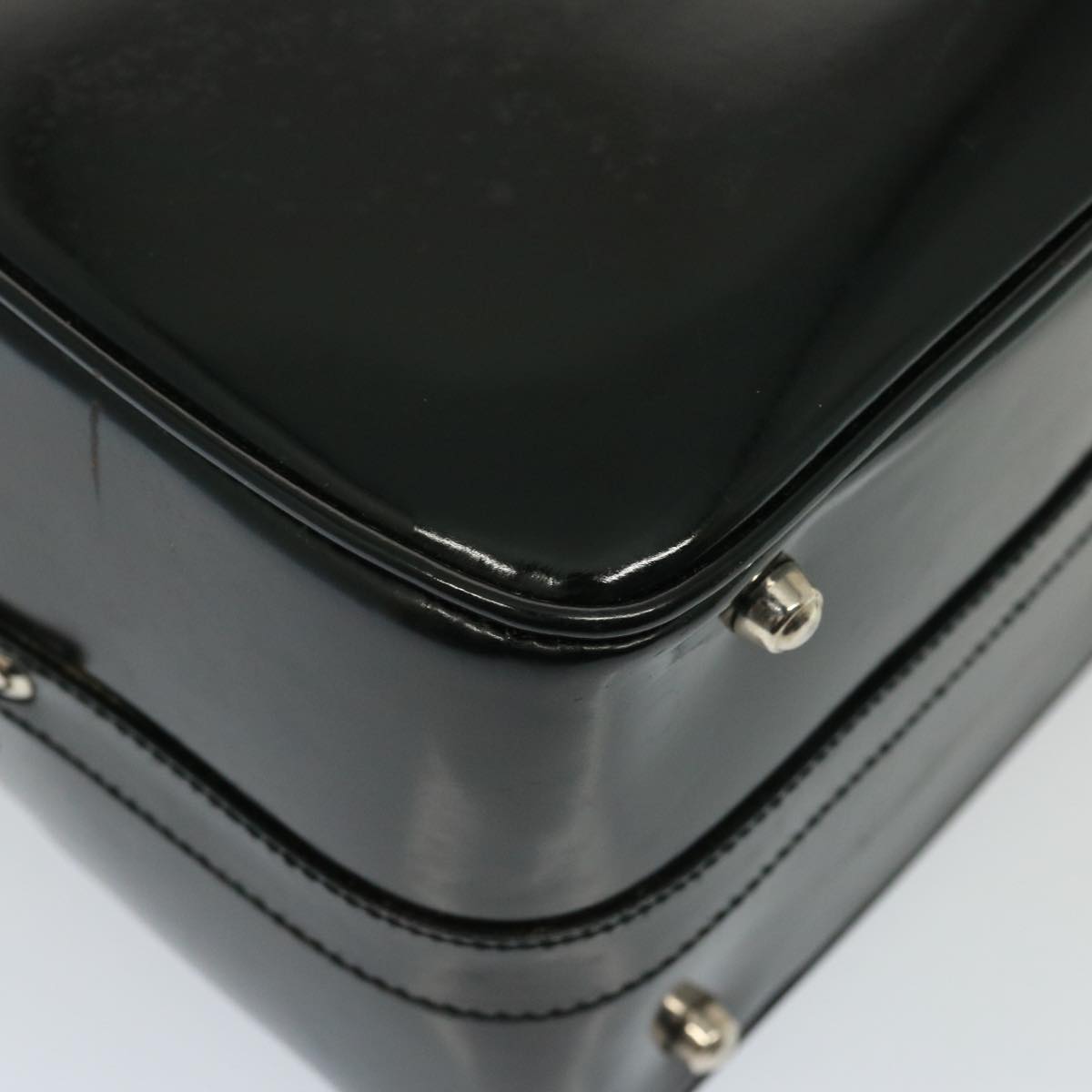 GUCCI Bamboo Vanity Hand Bag Enamel 2way Black 013 122 2491 yk13124