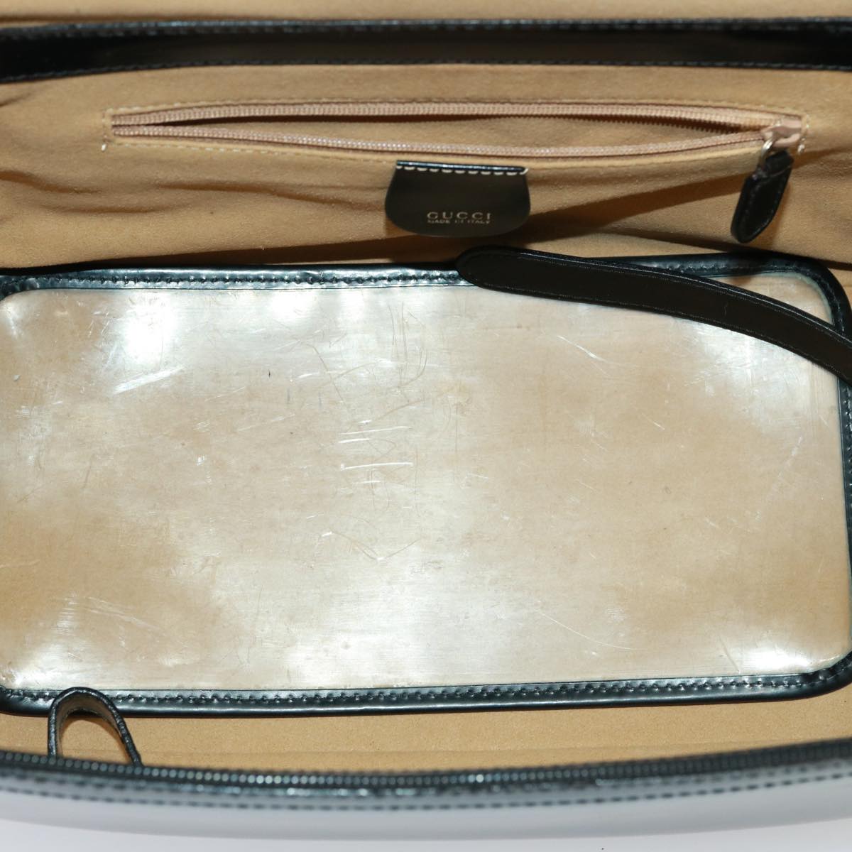 GUCCI Bamboo Vanity Hand Bag Enamel 2way Black 013 122 2491 yk13124