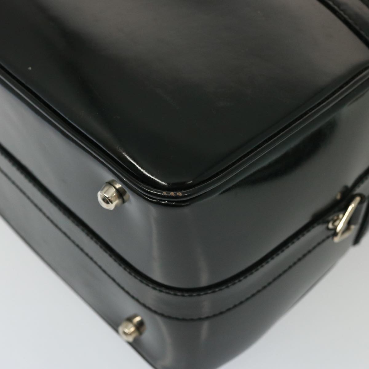 GUCCI Bamboo Vanity Hand Bag Enamel 2way Black 013 122 2491 yk13124