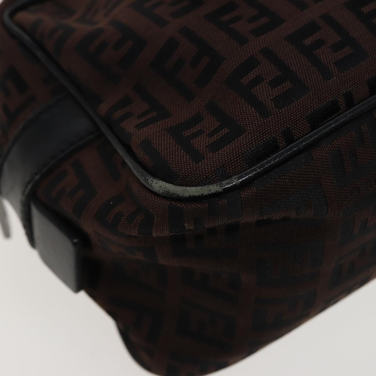 FENDI Zucchino Canvas Hand Bag Brown Black yk13139