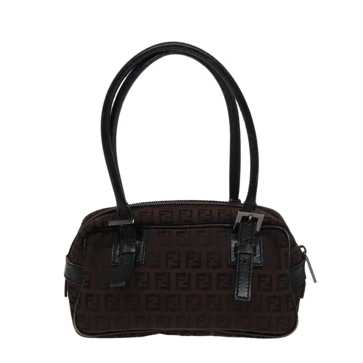 FENDI Zucchino Canvas Hand Bag Brown Black yk13139