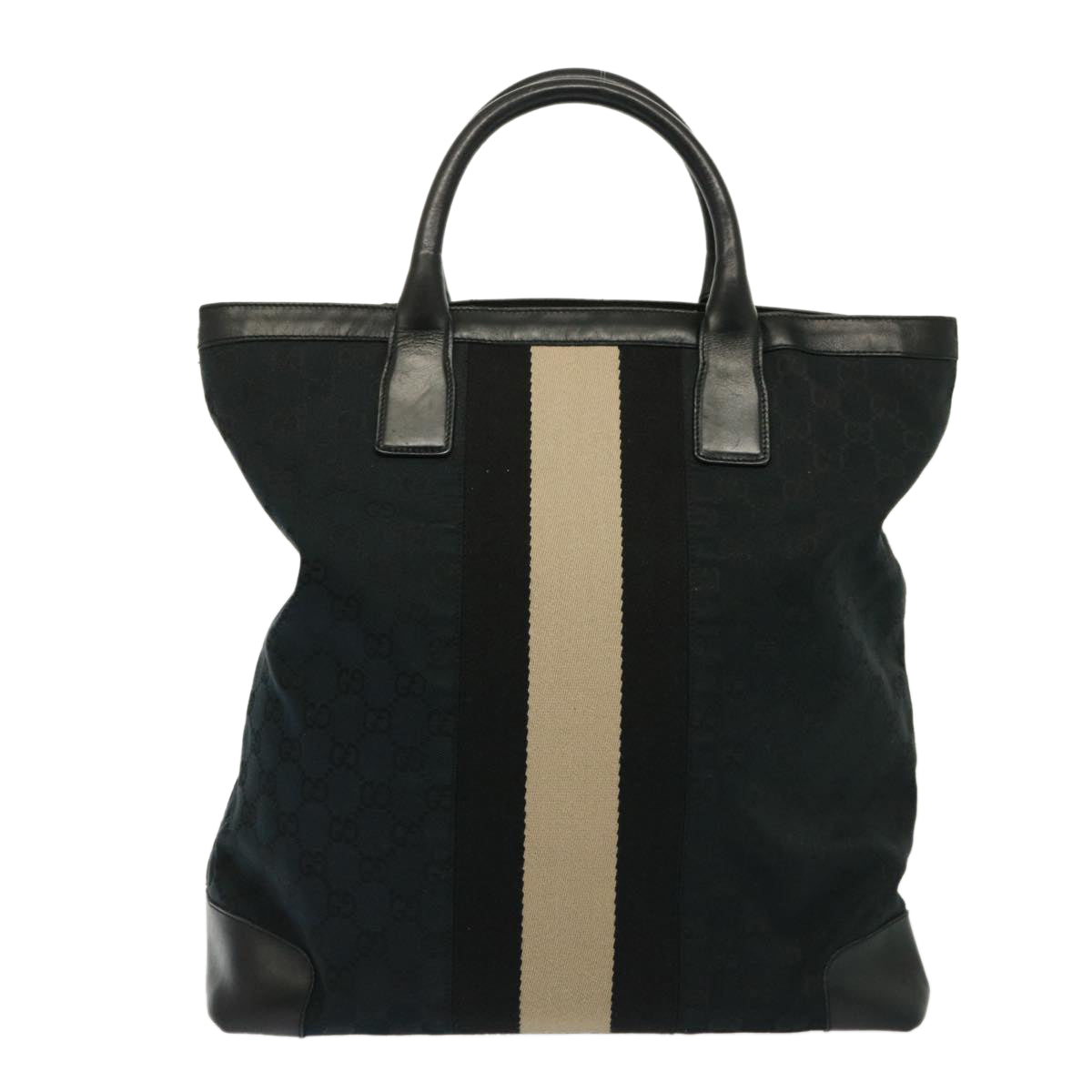 GUCCI GG Canvas Hand Bag White Black 002 1093 yk13186