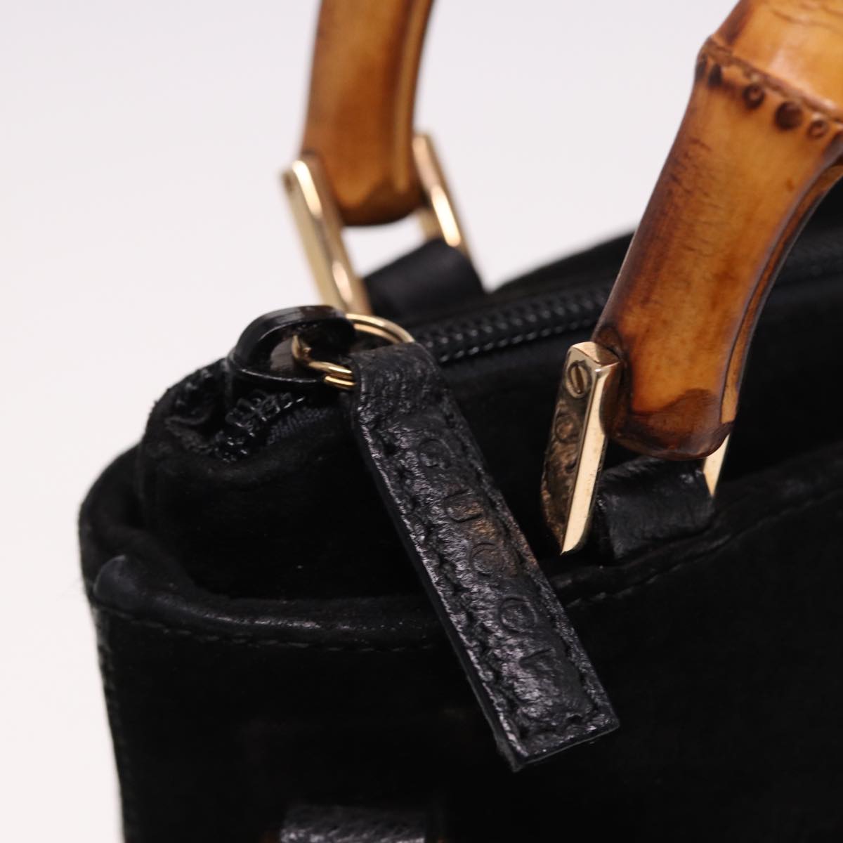 GUCCI Bamboo Hand Bag Suede Black 000 2265 0581 yk13191