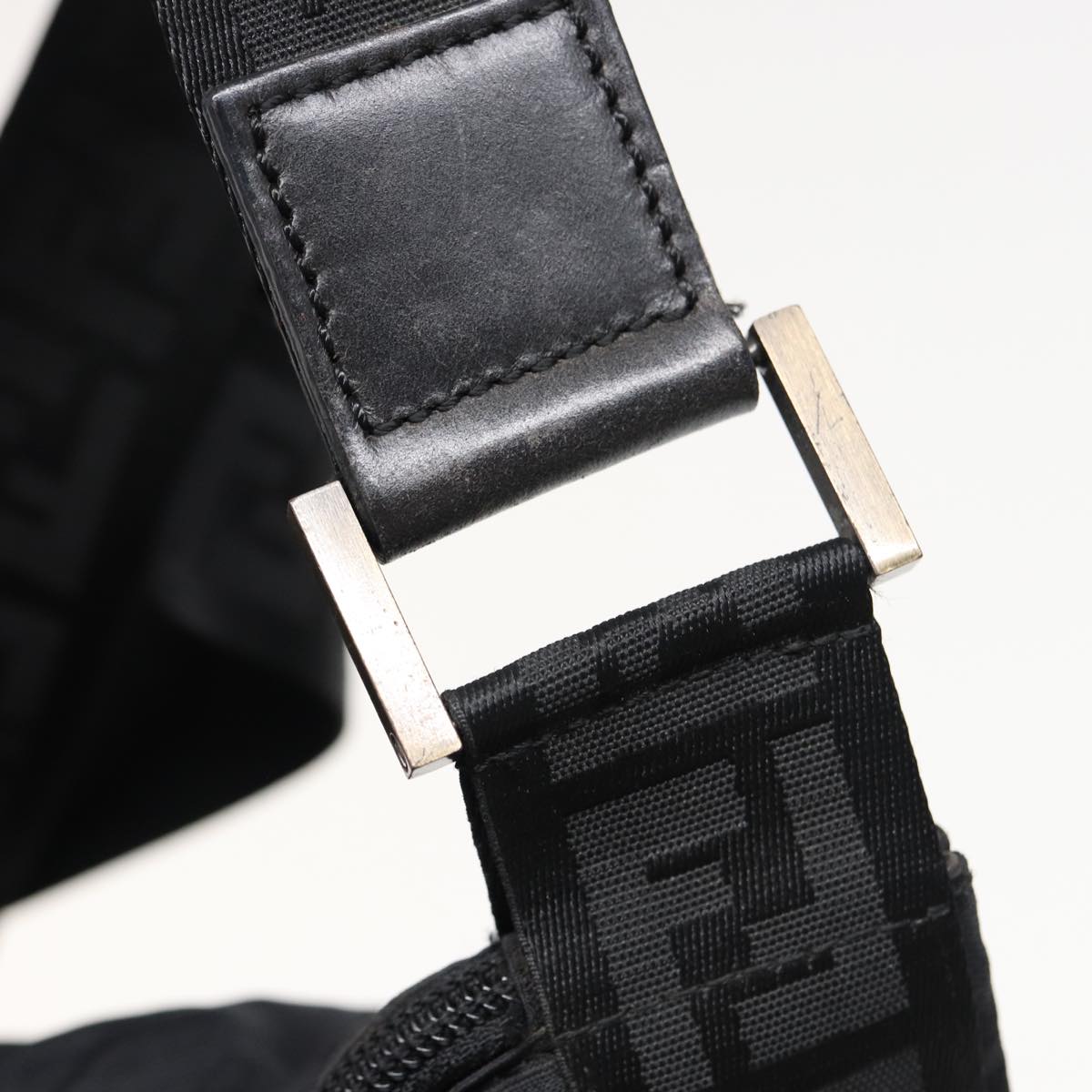 FENDI Zucca Canvas Shoulder Bag Black yk13192