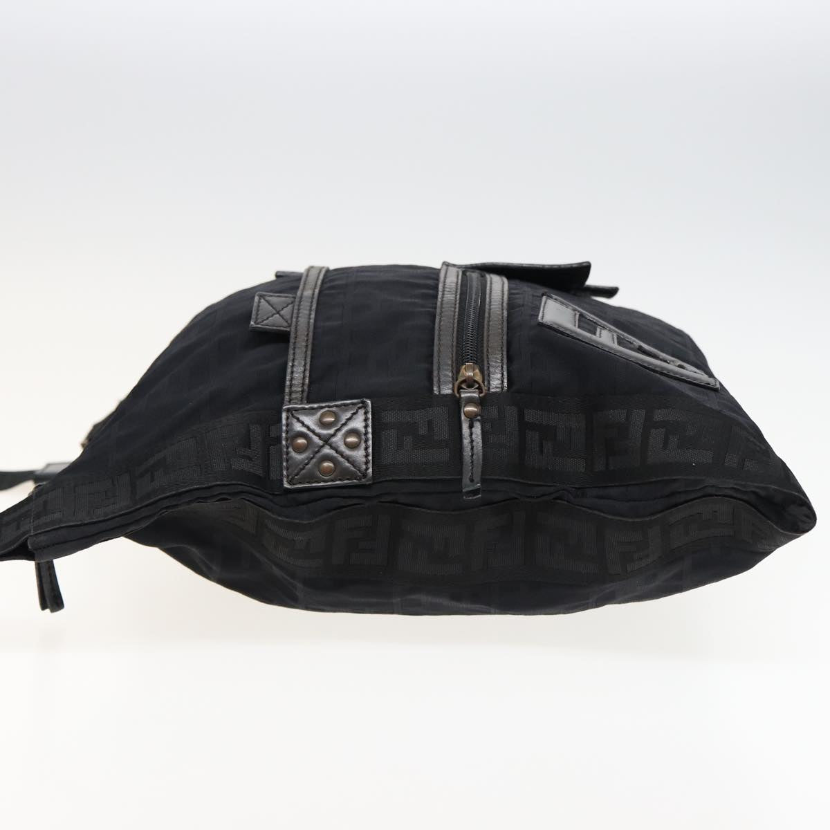 FENDI Zucca Canvas Shoulder Bag Black yk13192