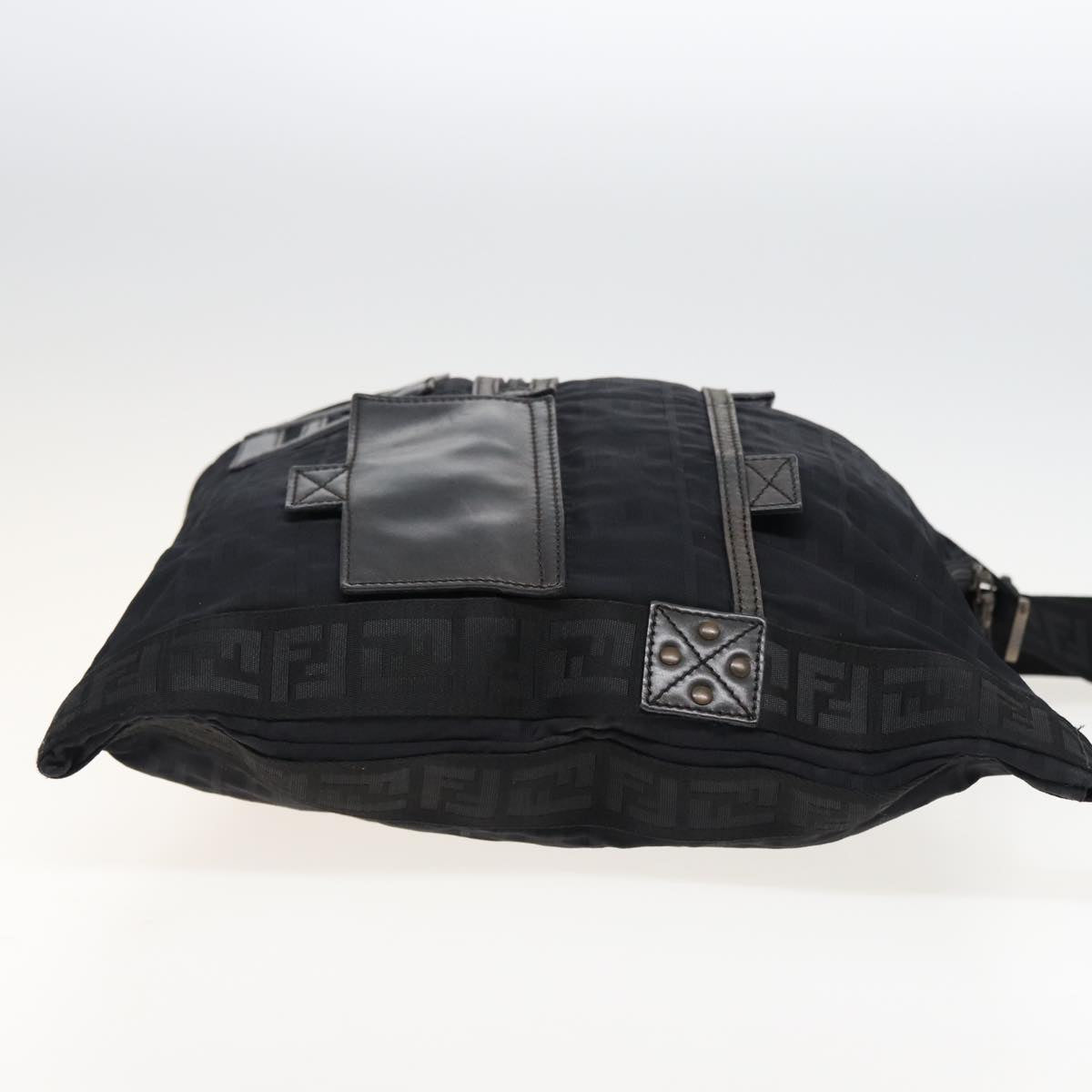 FENDI Zucca Canvas Shoulder Bag Black yk13192
