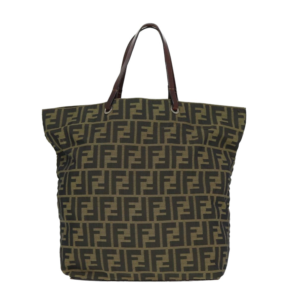 FENDI Zucca Canvas Tote Bag Black Brown yk13205