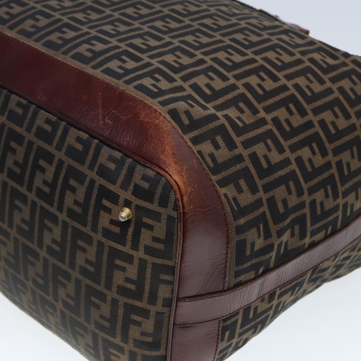 FENDI Zucca Canvas Boston Bag 2way Brown Black yk13241