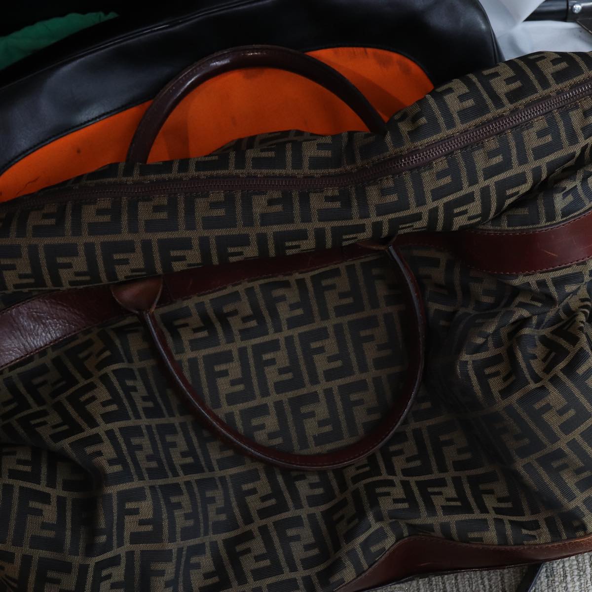 FENDI Zucca Canvas Boston Bag 2way Brown Black yk13241