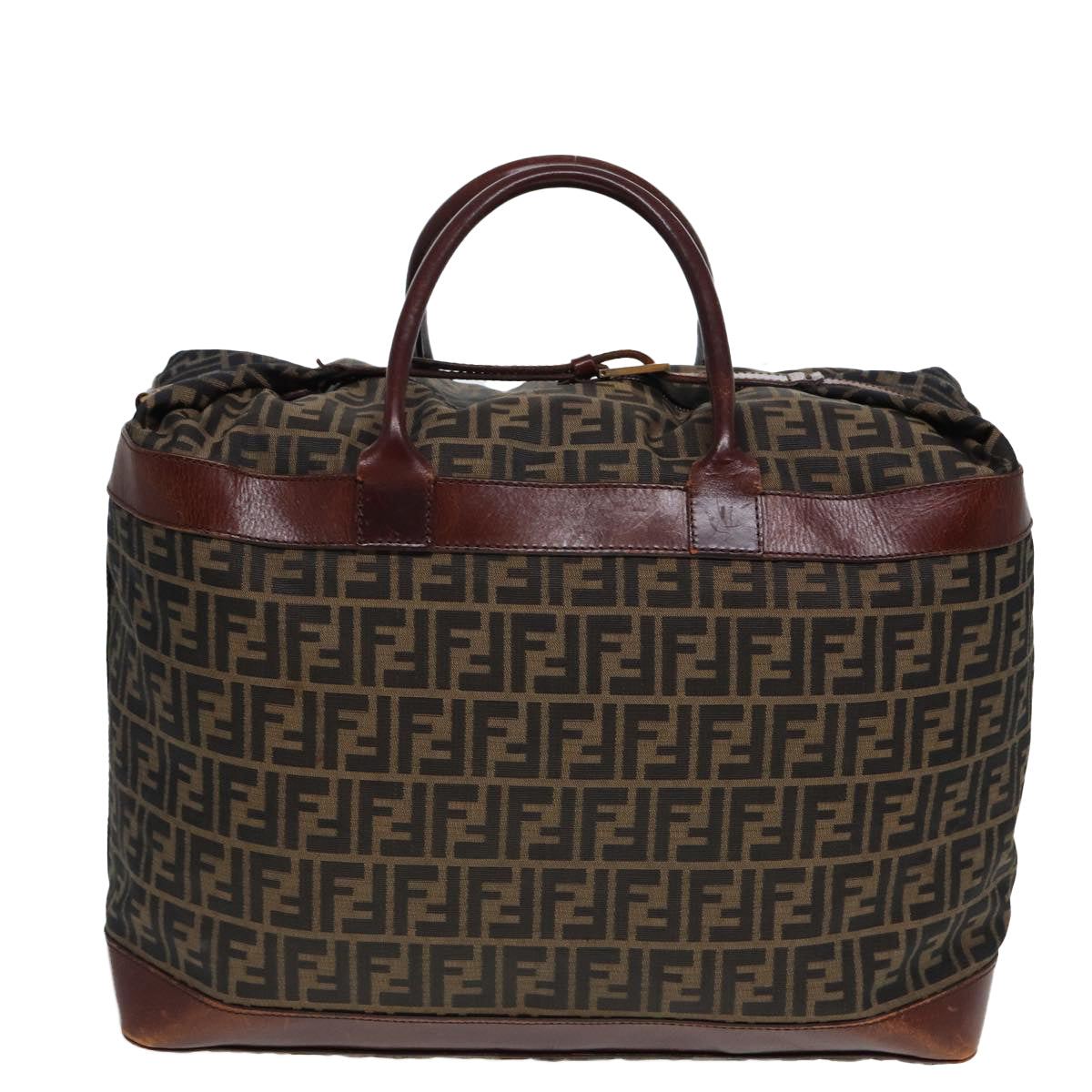 FENDI Zucca Canvas Boston Bag 2way Brown Black yk13241