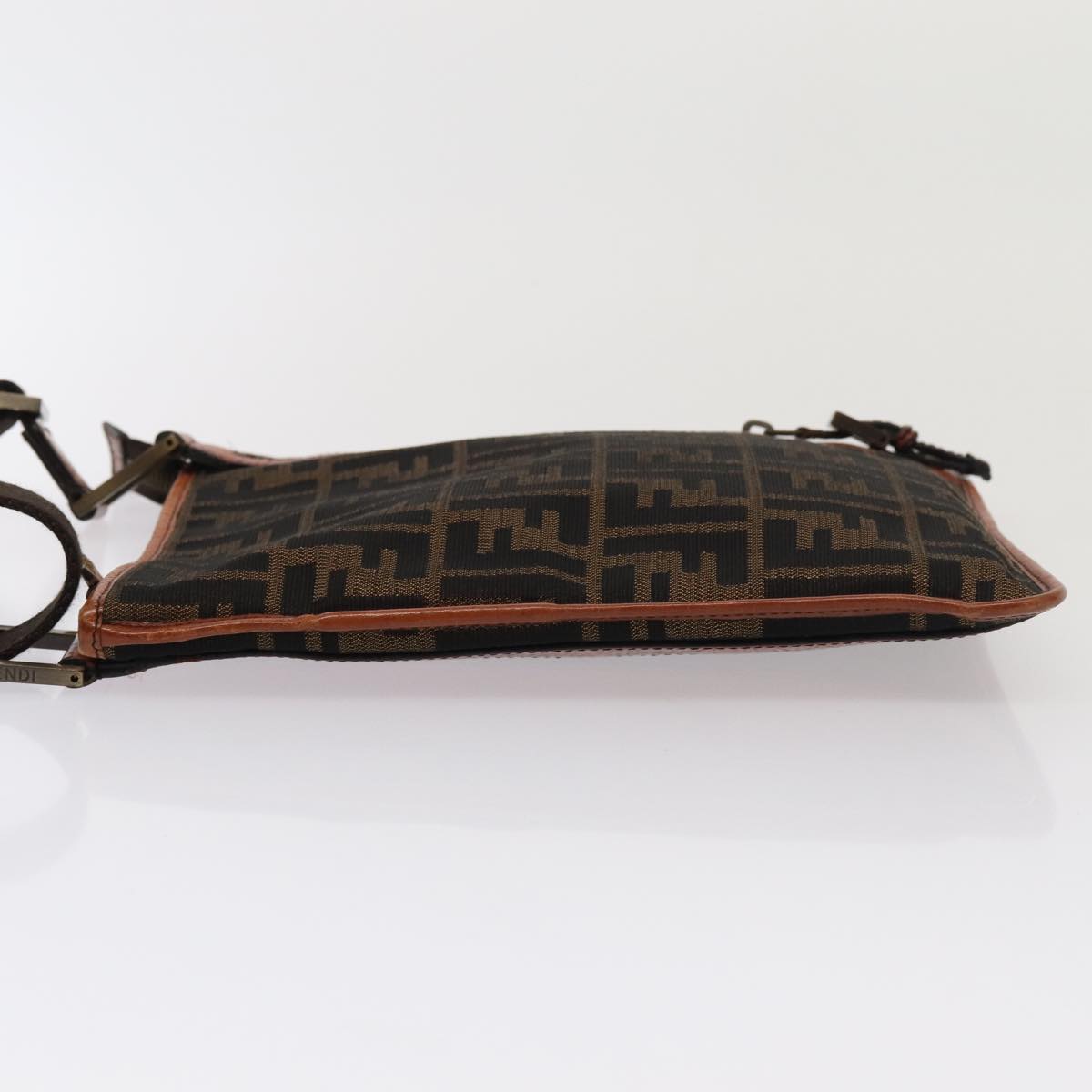 FENDI Zucca Canvas Shoulder Bag Brown Black yk13283