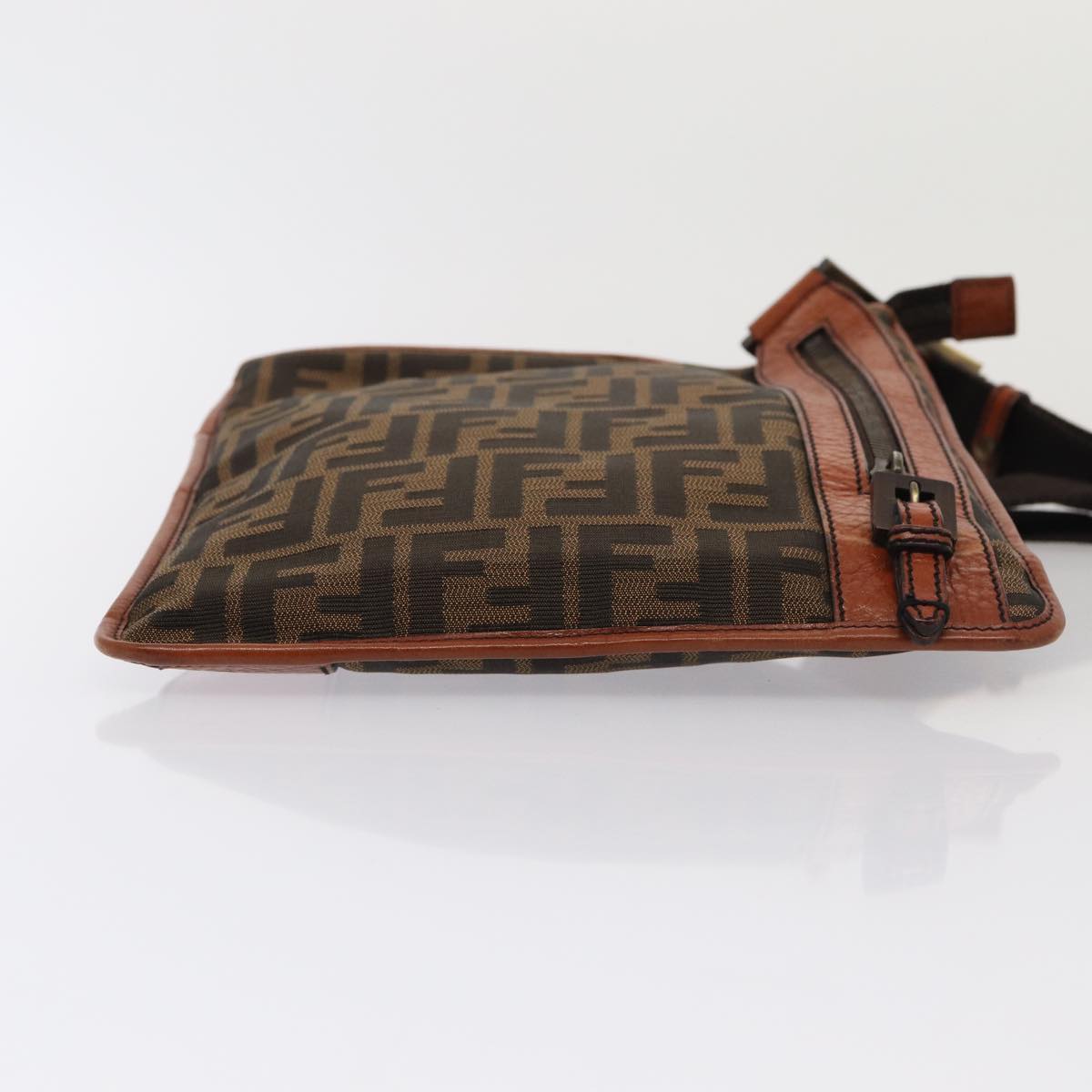 FENDI Zucca Canvas Shoulder Bag Brown Black yk13283