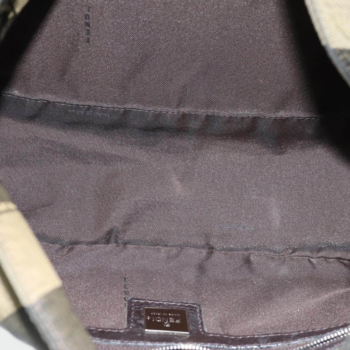 FENDI Pecan Canvas Hand Bag Brown Black yk13386