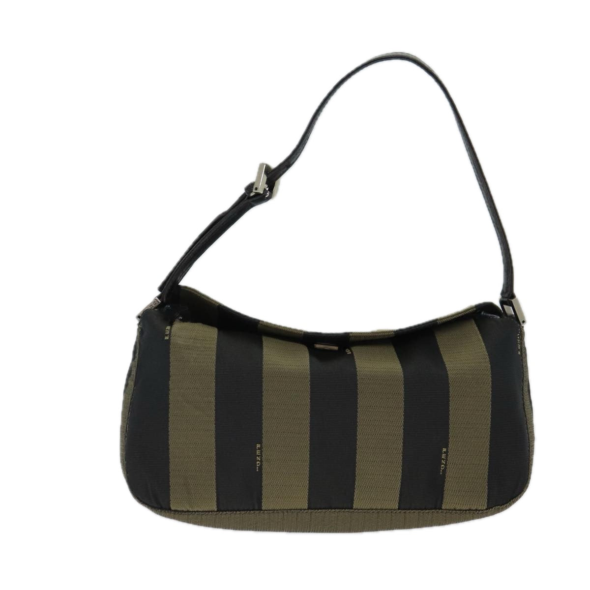 FENDI Pecan Canvas Hand Bag Brown Black yk13386