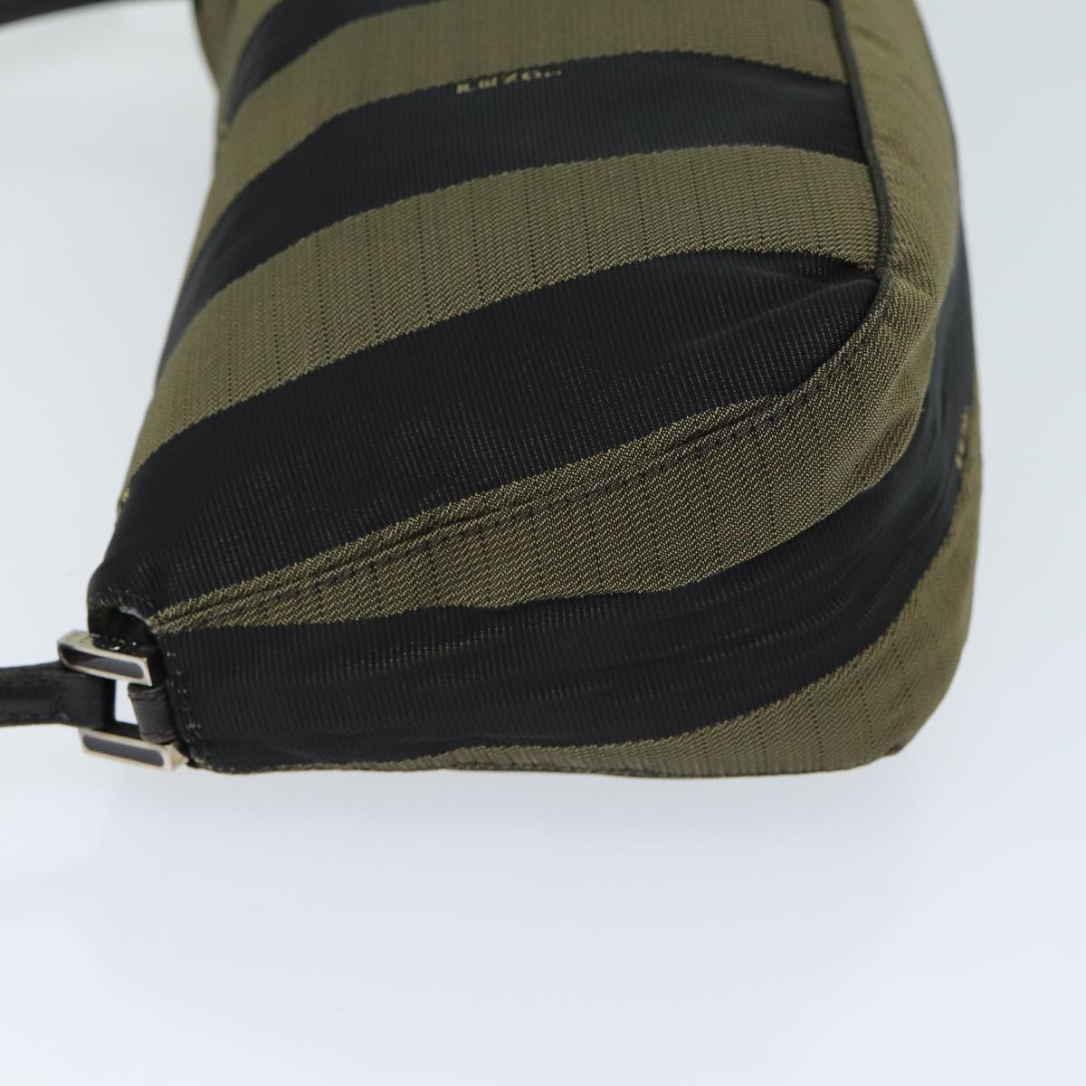 FENDI Pecan Canvas Hand Bag Brown Black yk13386