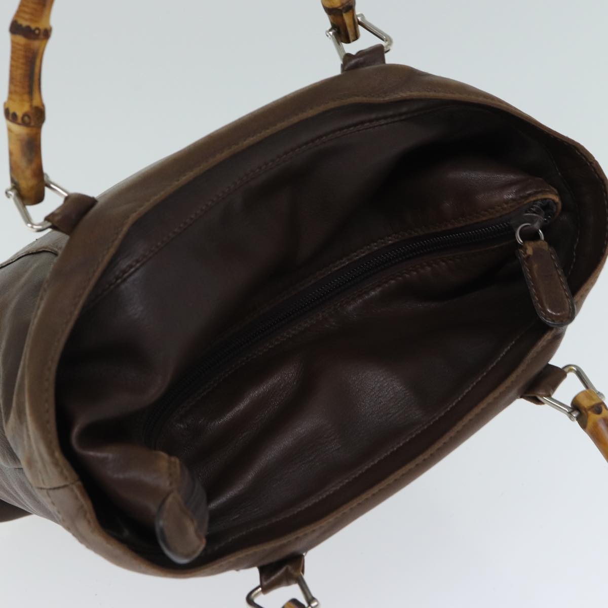 GUCCI Bamboo Hand Bag Leather Brown 000 1998 0508 yk13445