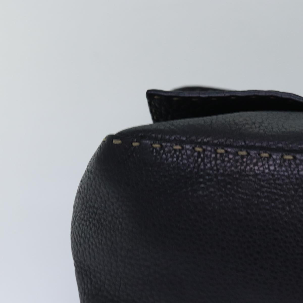 FENDI Celeria Mamma Baguette Shoulder Bag Leather Black yk13492