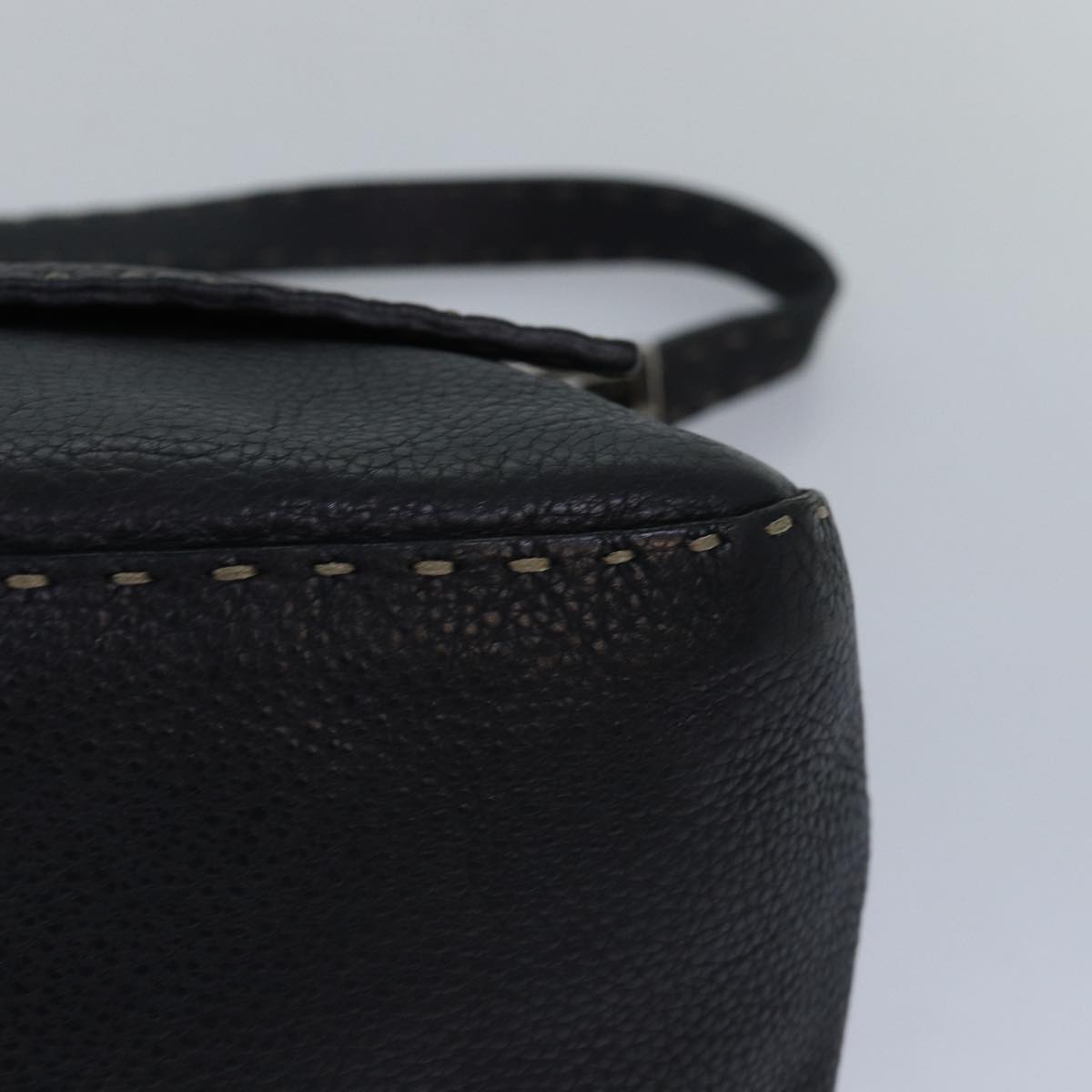 FENDI Celeria Mamma Baguette Shoulder Bag Leather Black yk13492