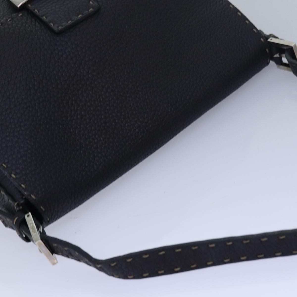 FENDI Celeria Mamma Baguette Shoulder Bag Leather Black yk13492