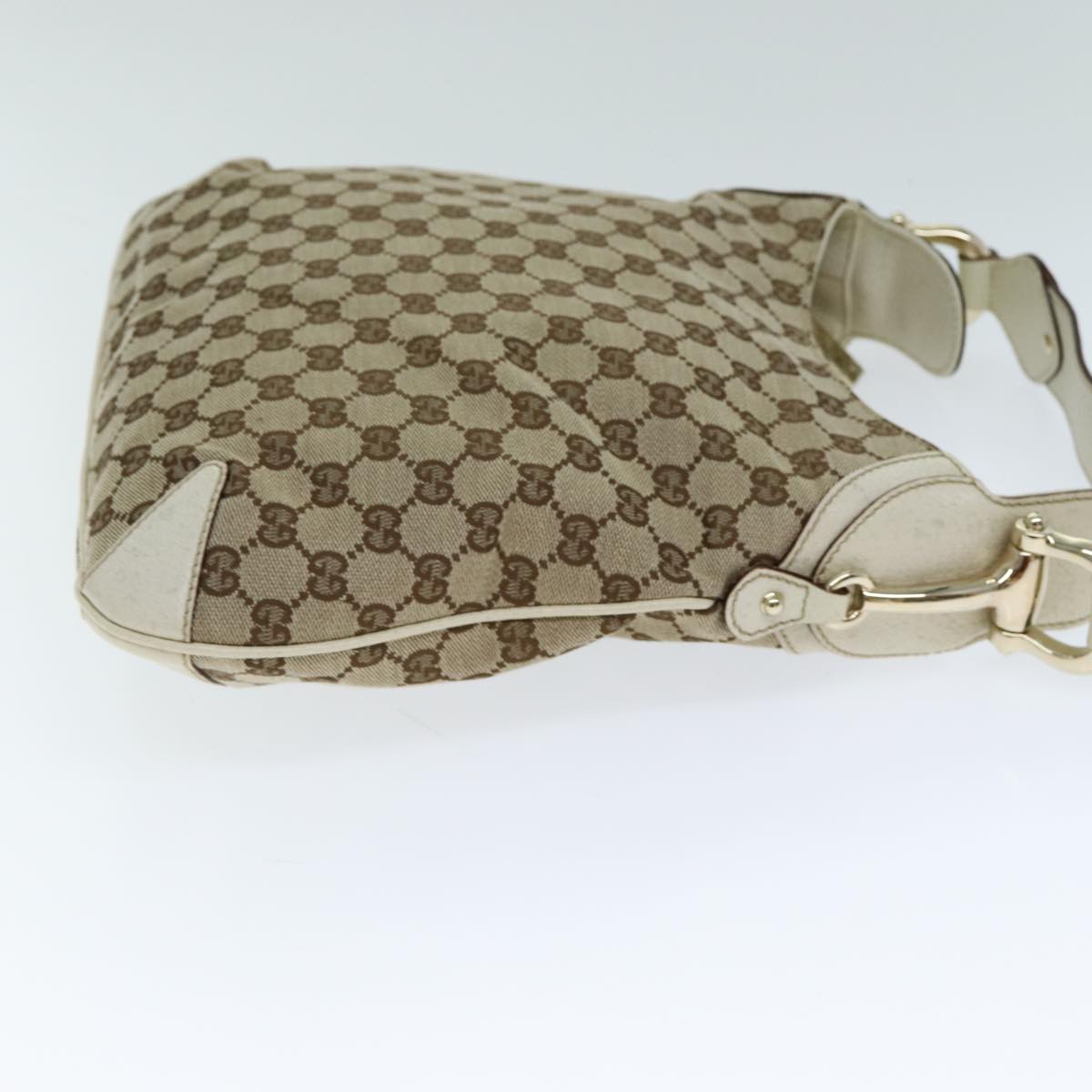GUCCI GG Canvas Horsebit Shoulder Bag Beige yk13500
