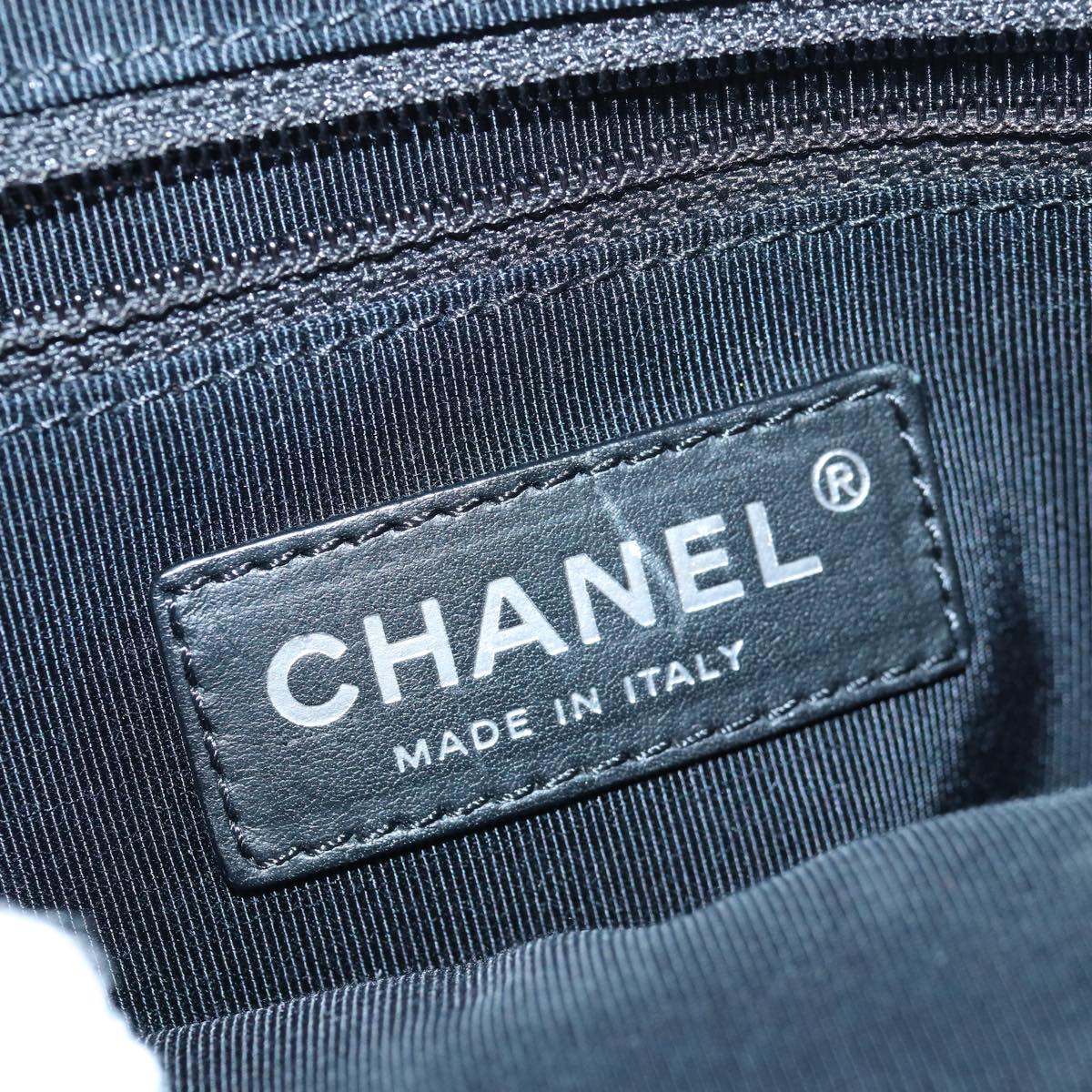 CHANEL Matelasse Chain Gamaguchi Hand Bag Leather 2way Black CC yk13501