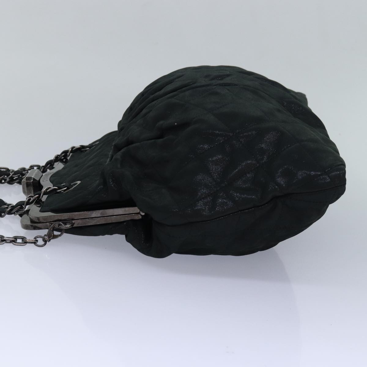 CHANEL Matelasse Chain Gamaguchi Hand Bag Leather 2way Black CC yk13501