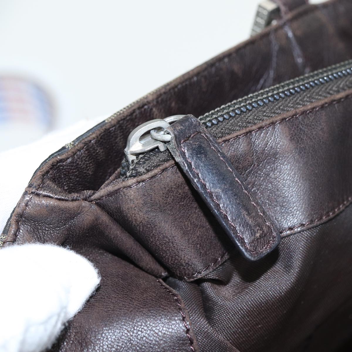 FENDI Pecan Canvas Tote Bag Khaki Black yk13559