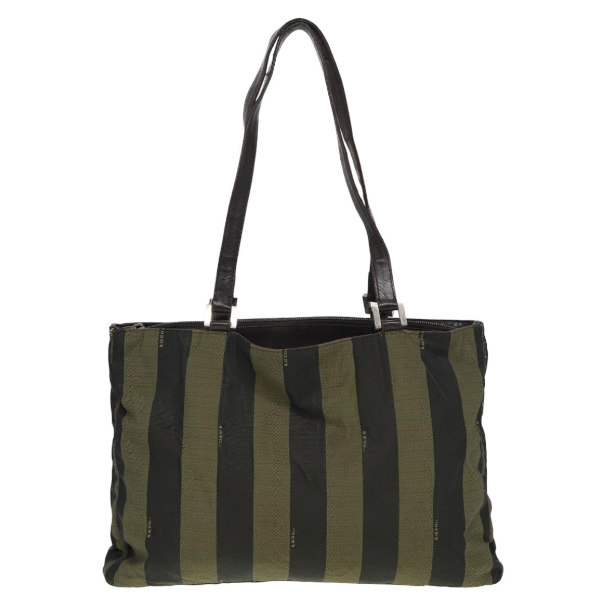 FENDI Pecan Canvas Tote Bag Khaki Black yk13559