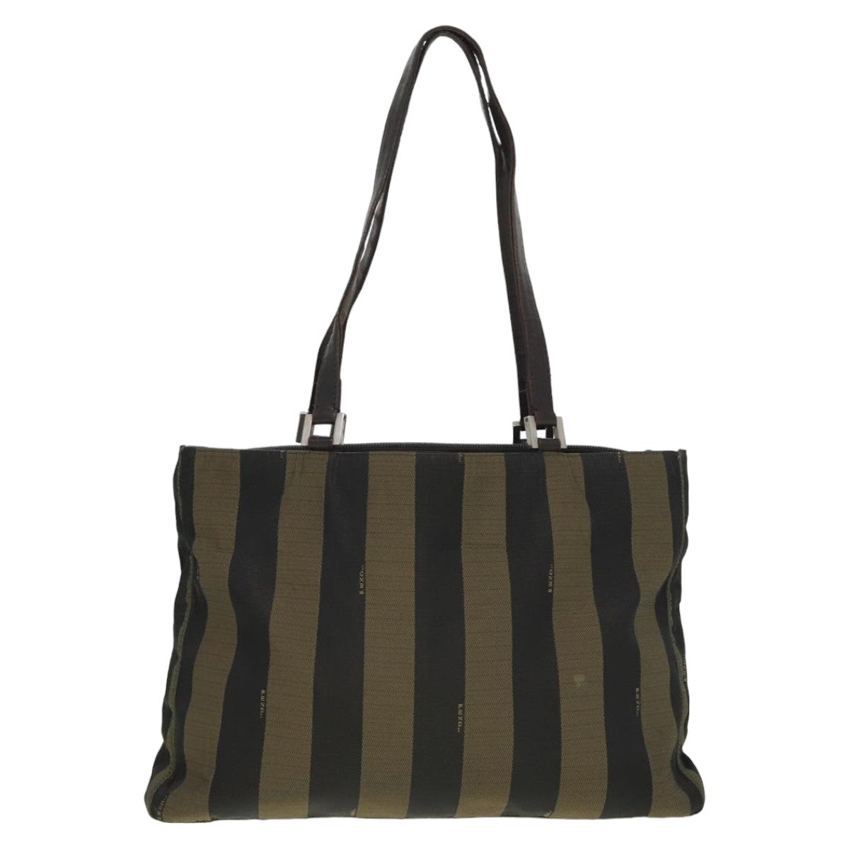 FENDI Pecan Canvas Tote Bag Khaki Black yk13559