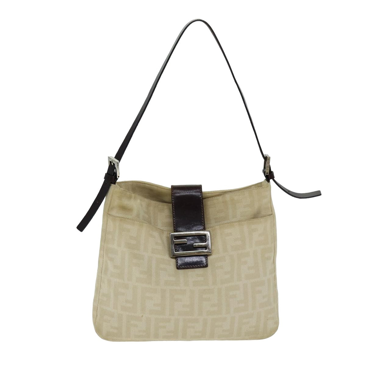 FENDI Zucca Canvas Mamma Baguette Shoulder Bag Beige yk13591