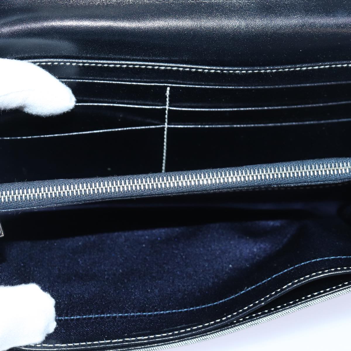 FENDI Zucchino Canvas Long Wallet Navy yk13654