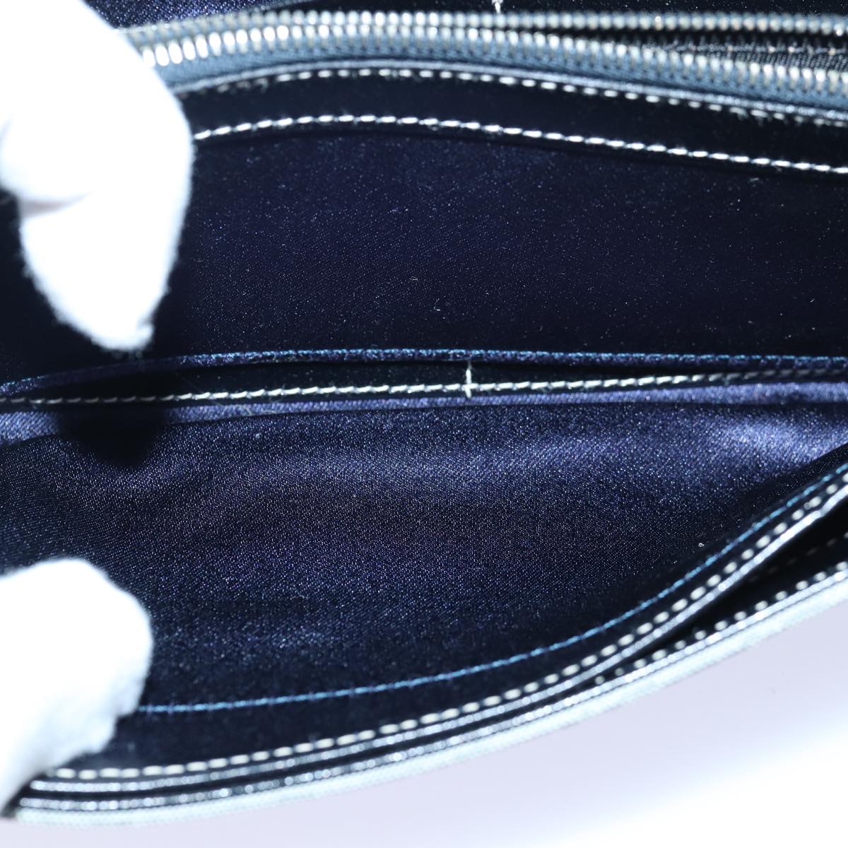 FENDI Zucchino Canvas Long Wallet Navy yk13654