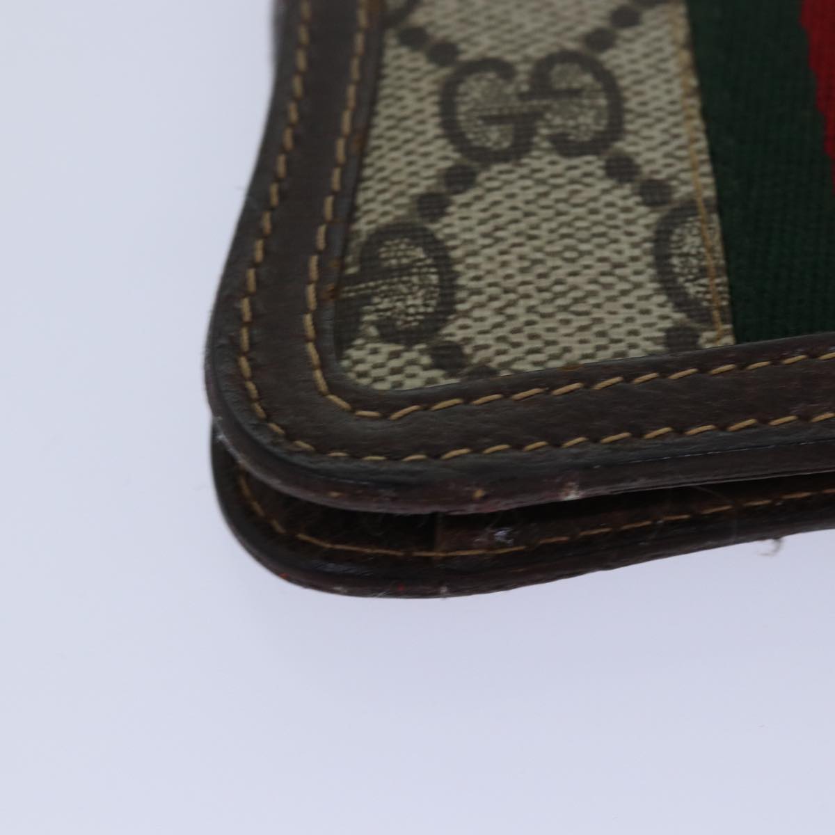 GUCCI GG Supreme Web Sherry Line Gamaguchi Coin Purse Beige Red yk13656