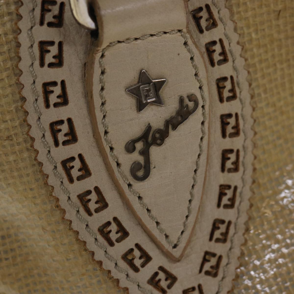 FENDI Hand Bag Vinyl Beige yk13660