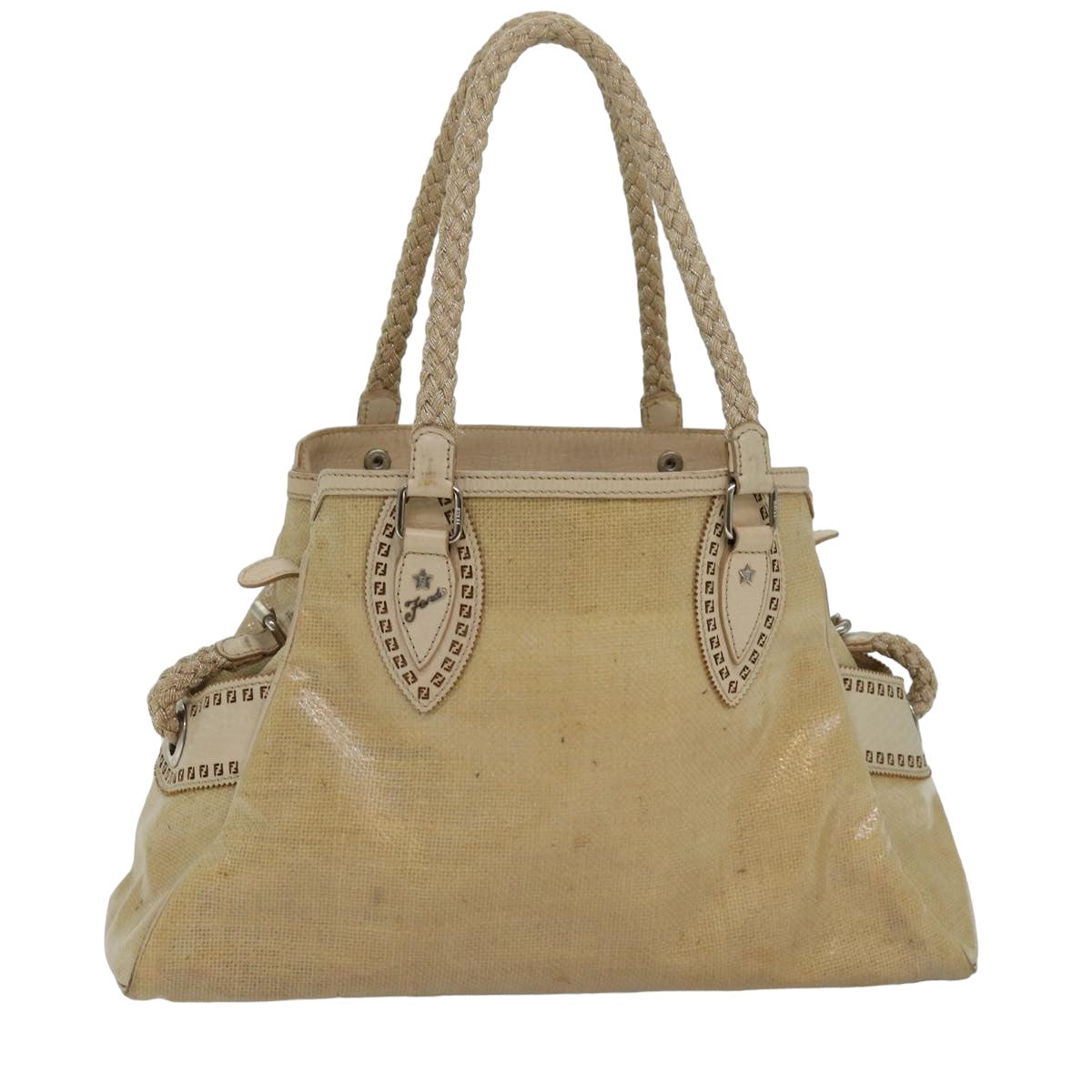FENDI Hand Bag Vinyl Beige yk13660