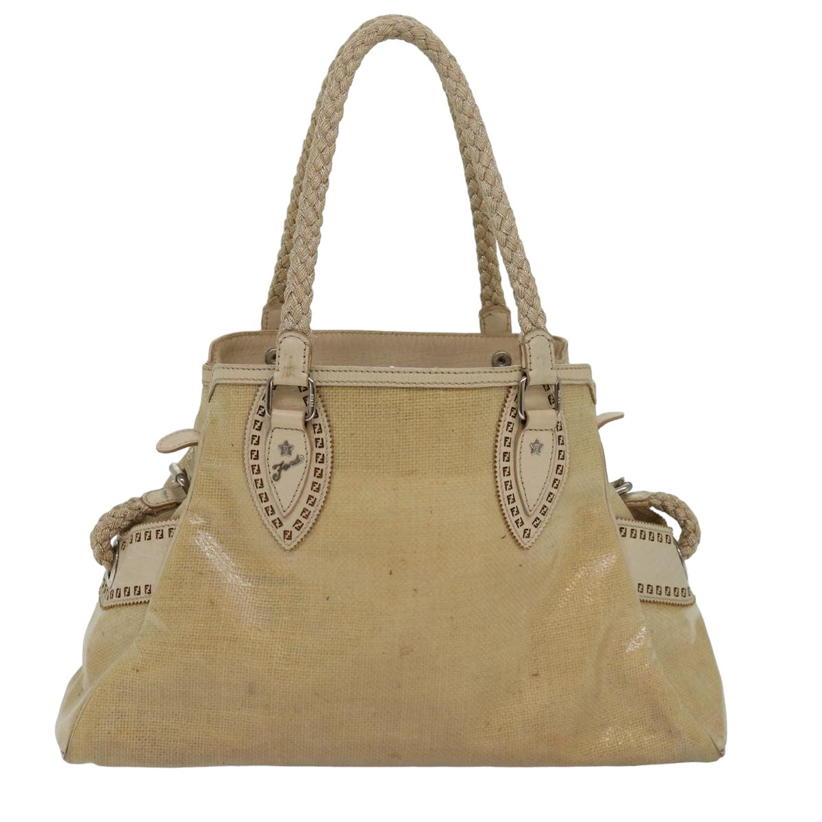 FENDI Hand Bag Vinyl Beige yk13660
