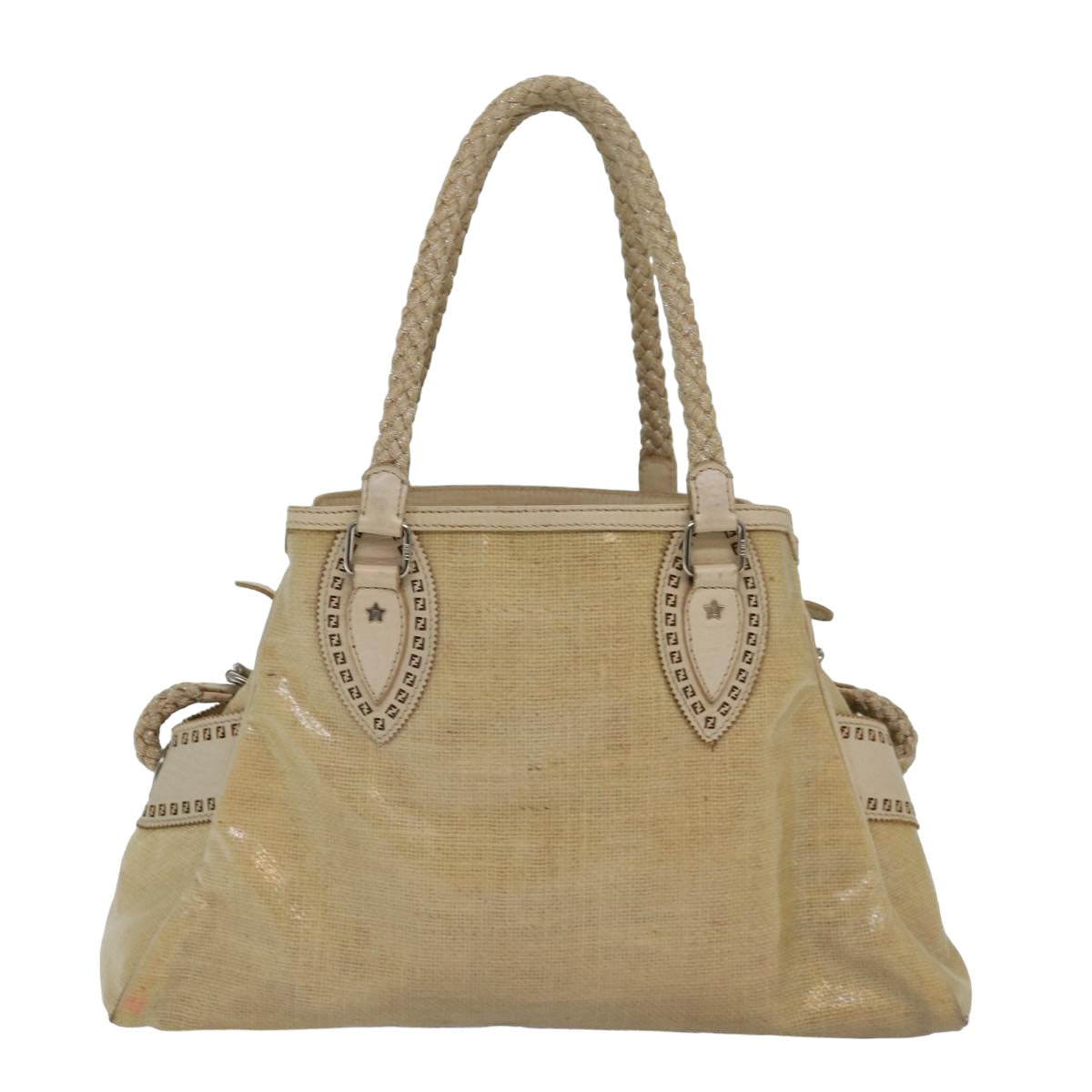 FENDI Hand Bag Vinyl Beige yk13660