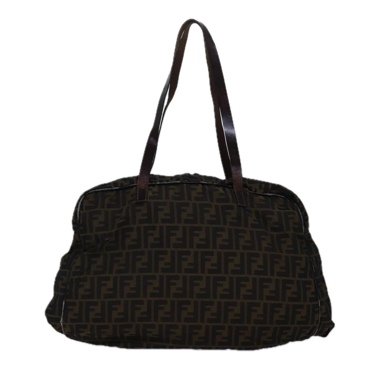 FENDI Zucca Canvas Shoulder Bag Brown Black yk13700