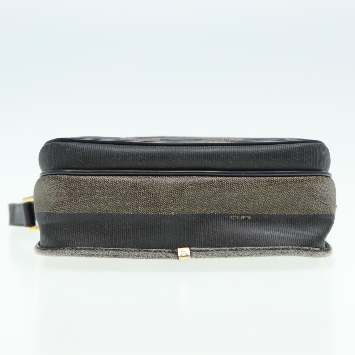 FENDI Pecan Canvas Shoulder Bag Brown Black yk13727